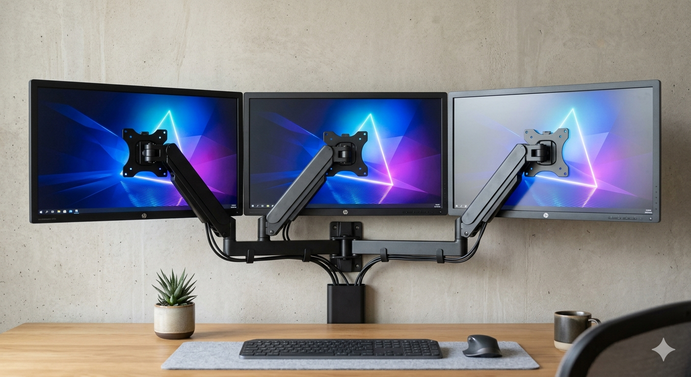 Triple Monitor Wall Mount for 17 to 32 Inch Screens