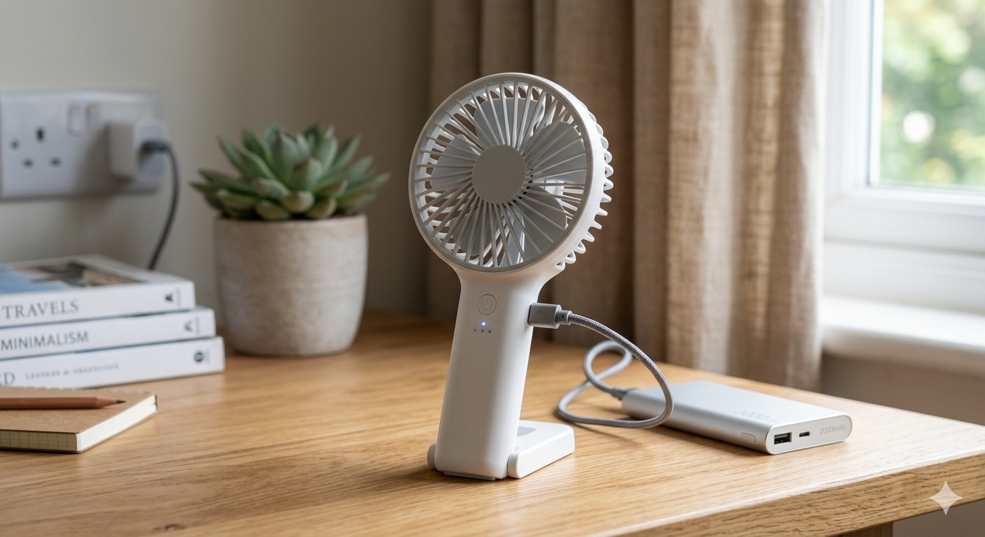 Portable Mini Fan, USB Rechargeable, 2000mAh