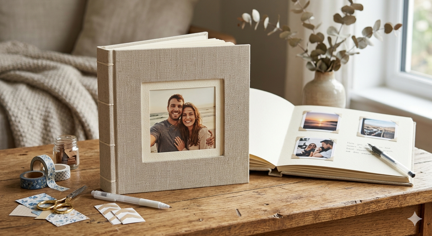 Scrapbook Photo Album Linen Cover with DIY Window