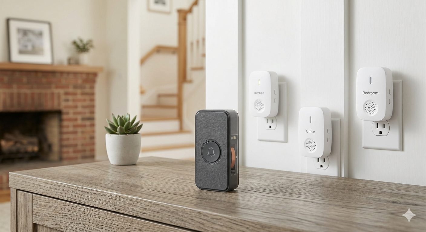 Wireless Self-Powered Doorbell with 3 Receivers