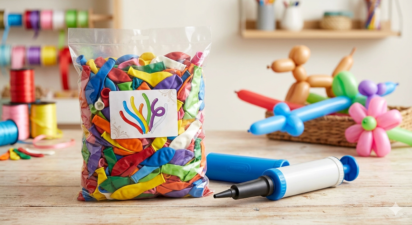 Pack of 150 Modelling Balloons with Pump