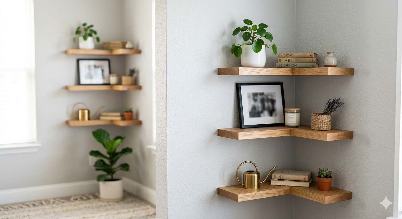 Floating Corner Shelves Set of 3