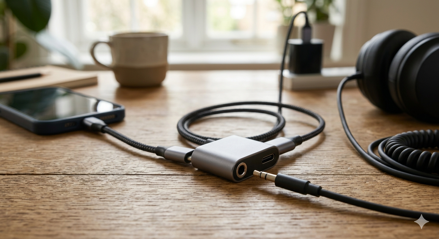 Adaptador USB C a Jack de 3,5 mm y carga
