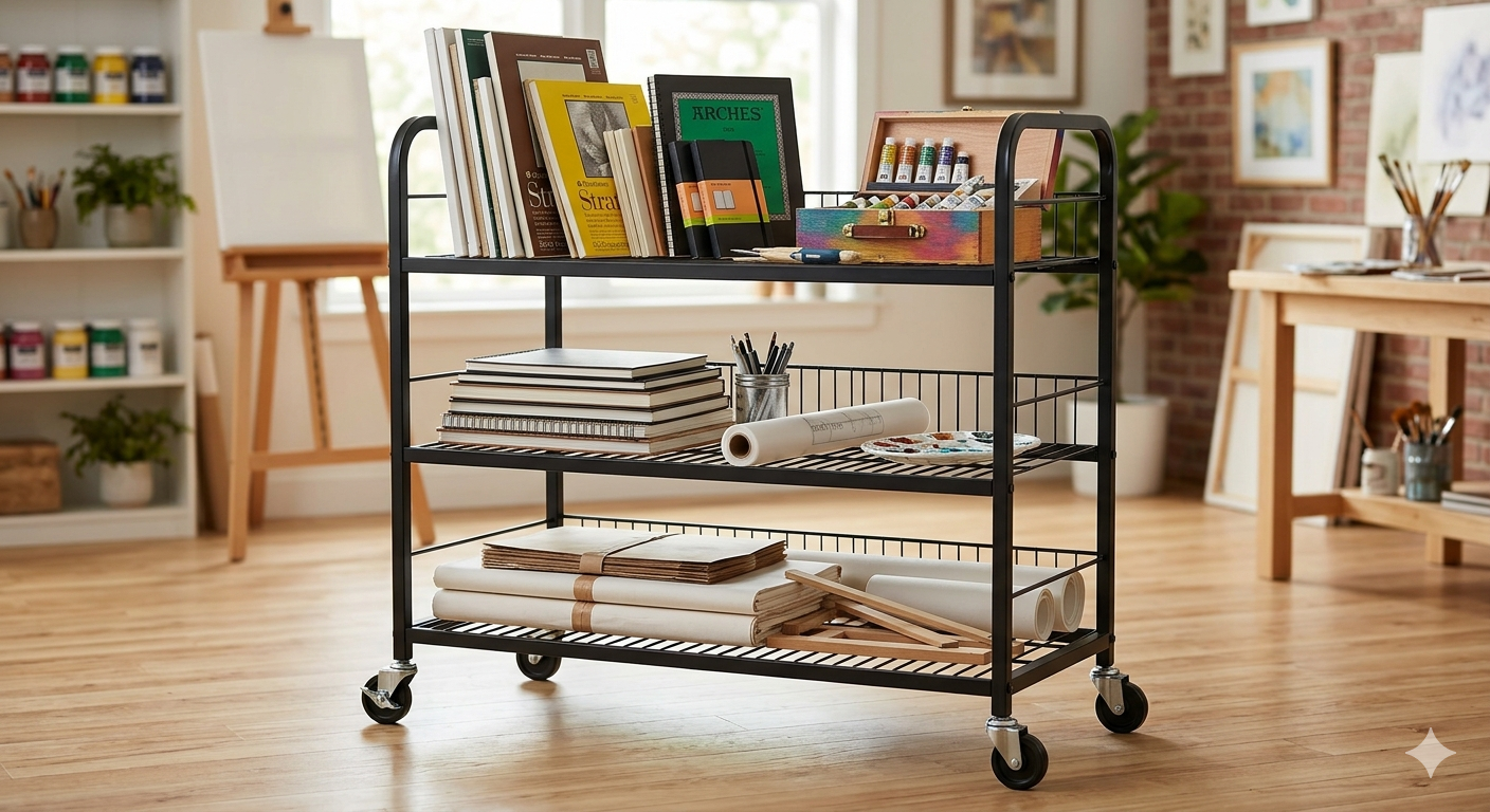 Art Storage Rack with Wheels