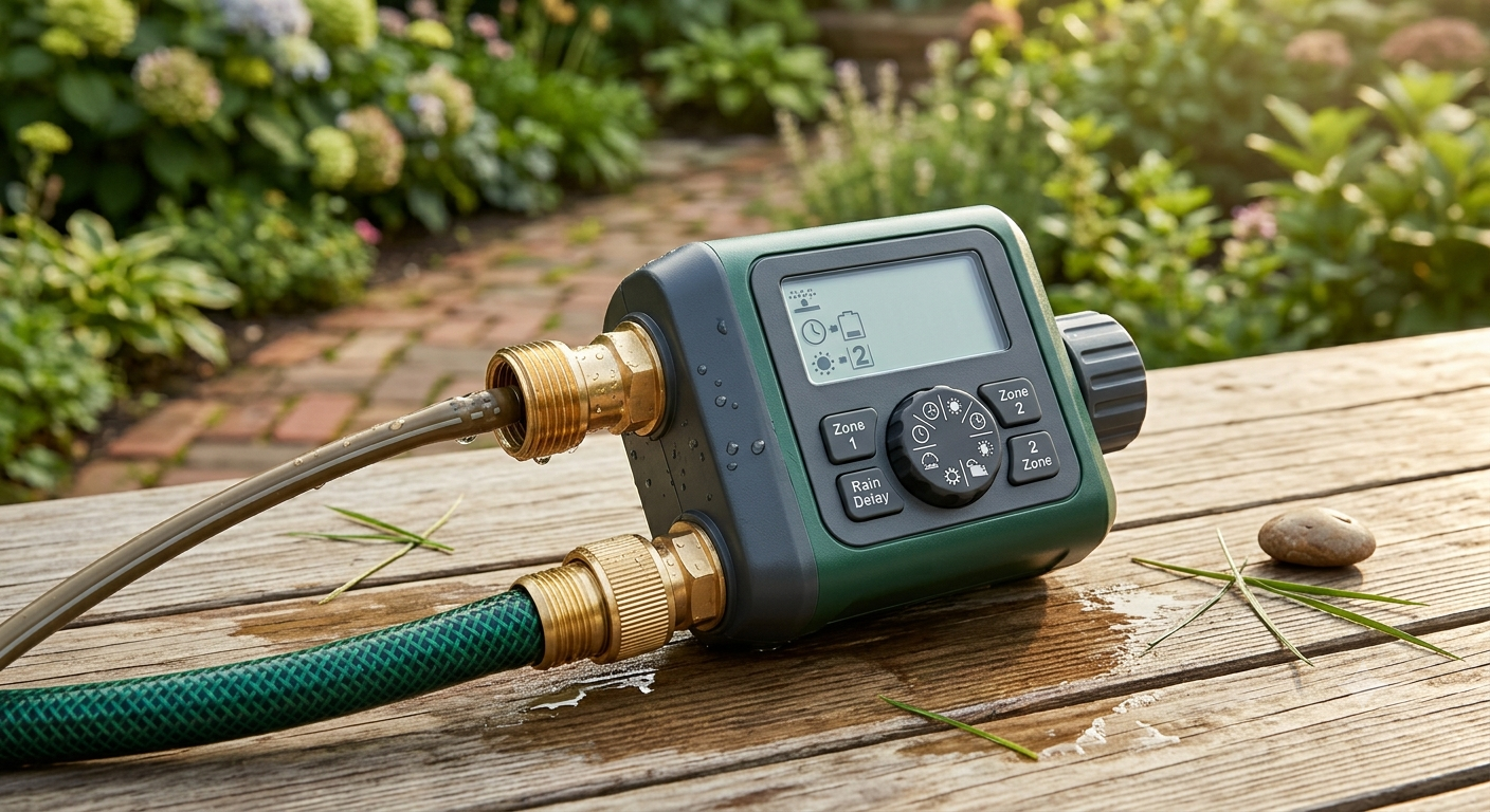 2 Zone Sprinkler Timer with Brass Inlets