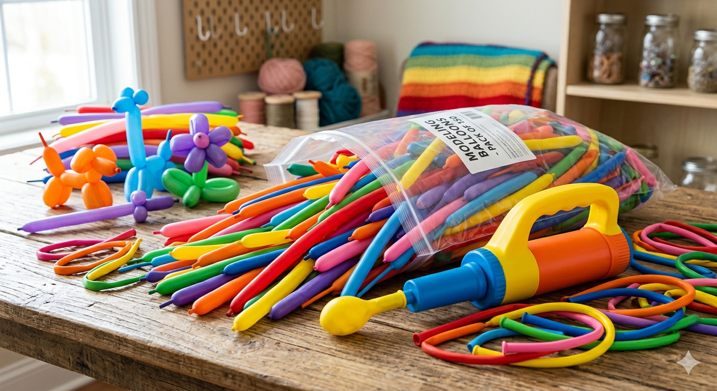 Pack of 150 Modelling Balloons with Pump