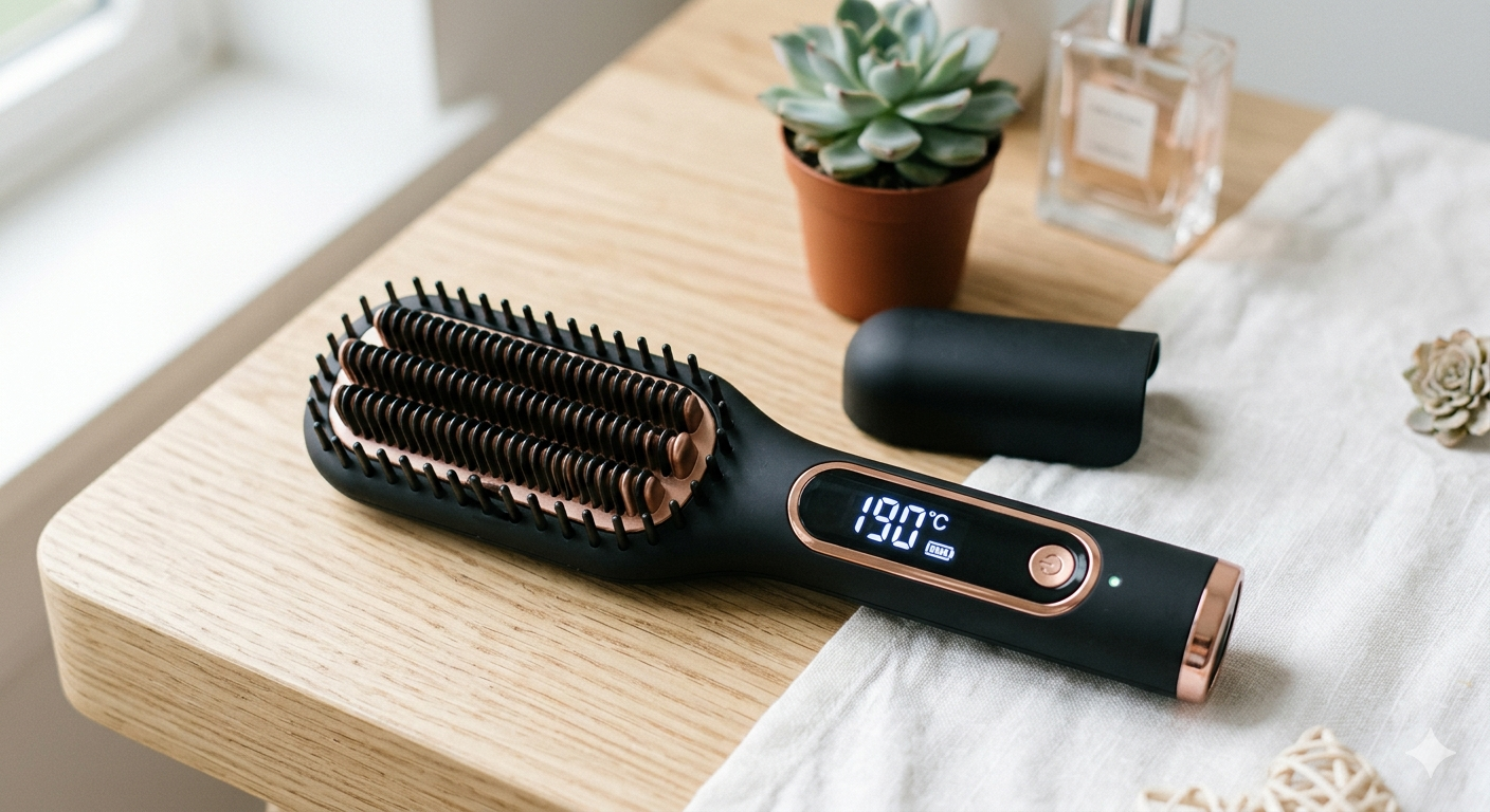 Styling Brush for Short Hair: Straightening Brush Wireless with LED Display