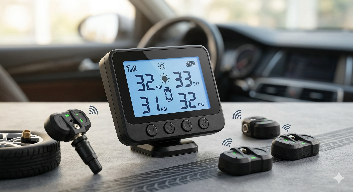 Tyre Solar Tire Pressure Monitoring System, Universal Wireless LCD Display