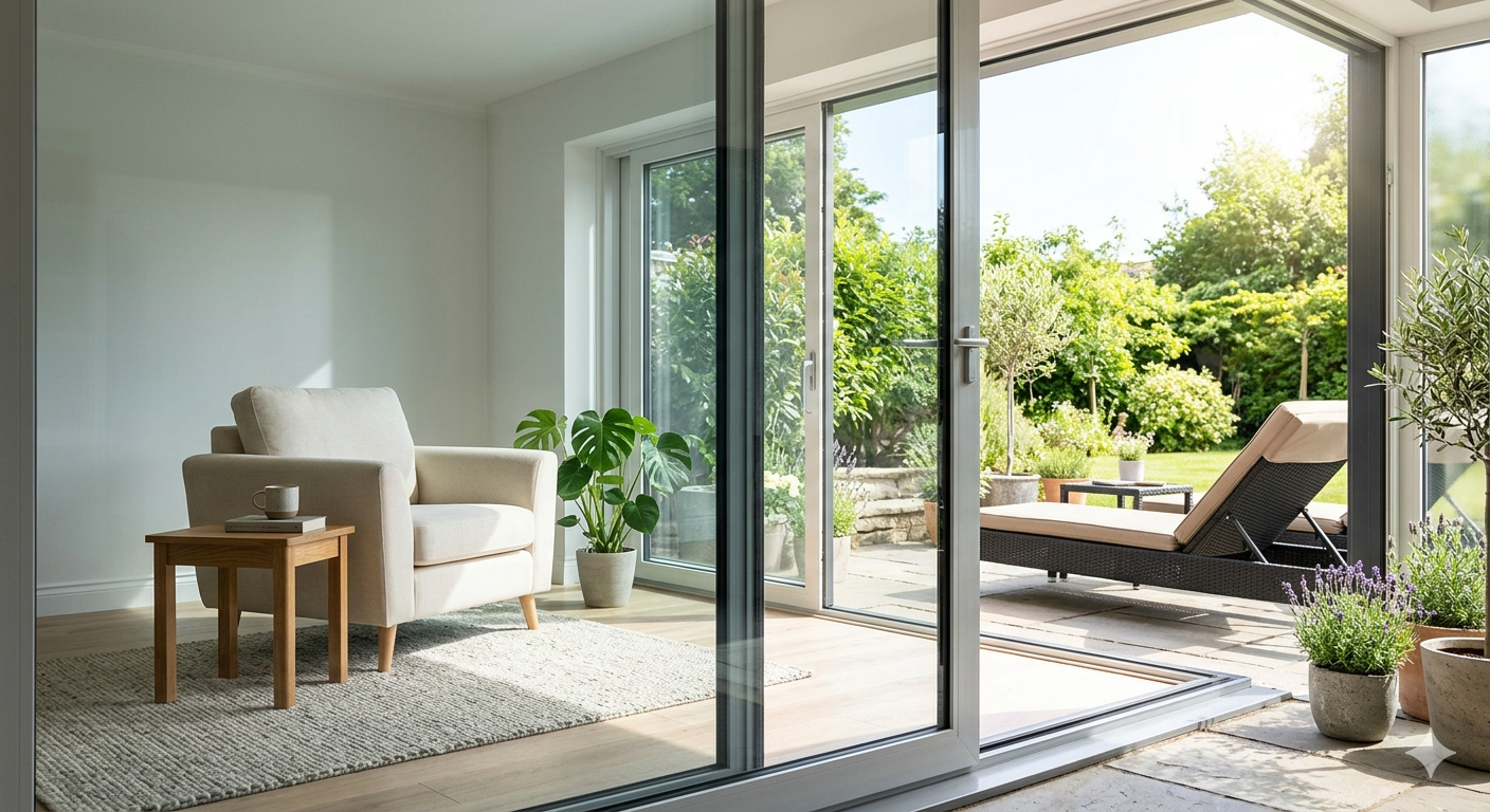 Window film for sun protection and heat protection, for indoor or outdoor use