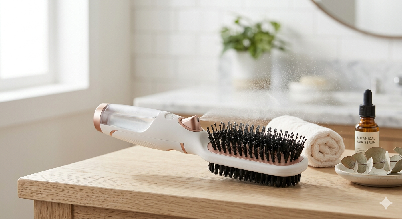2-in-1 Hair Brush with Water Spray Mister