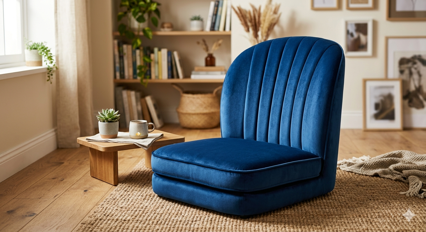 Velvet Floor Chair with Backrest