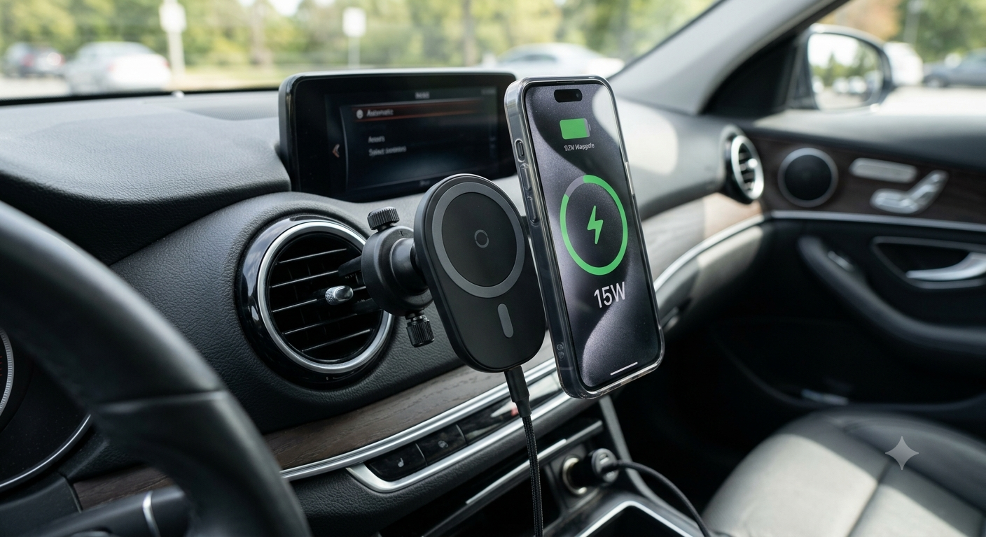 2-in-1 15W Magsafe Car Mount Charger