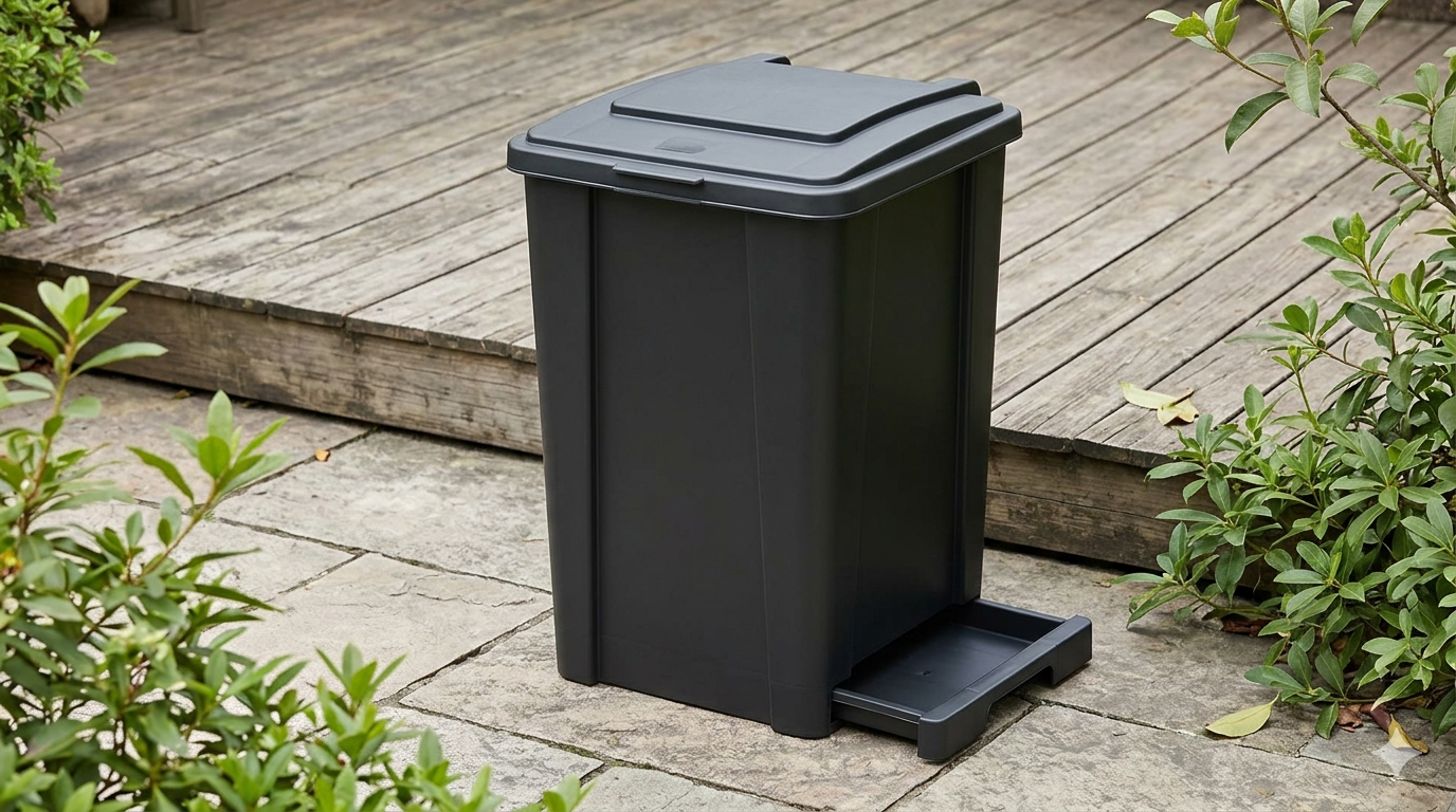 EFU 38 Gallon Outdoor Trash Can with Lid & Drip Tray