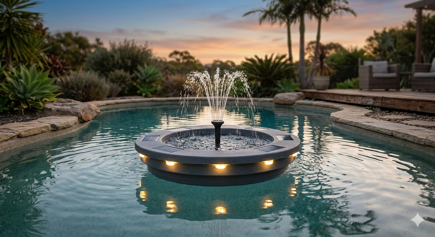 Pool Fountain with Solar LED Lights