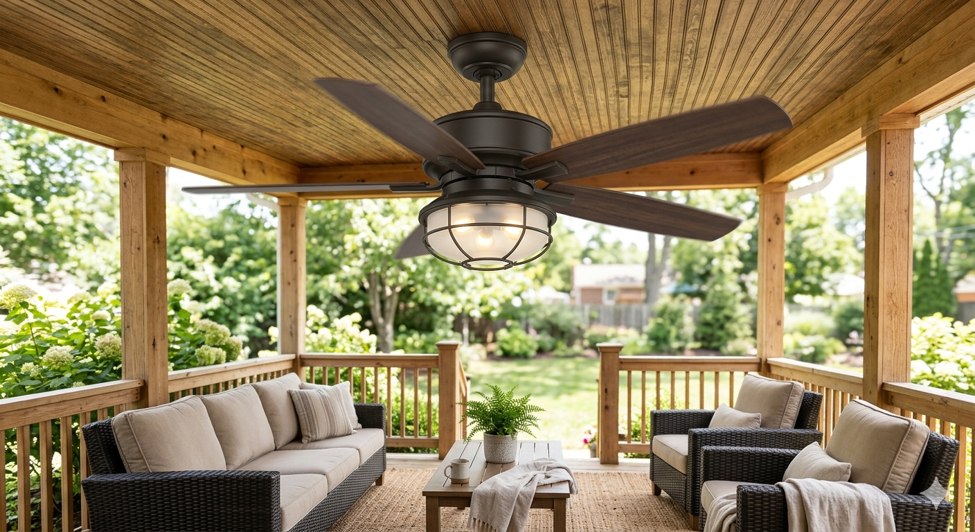 Waterproof Outdoor Ceiling-Fan with Light