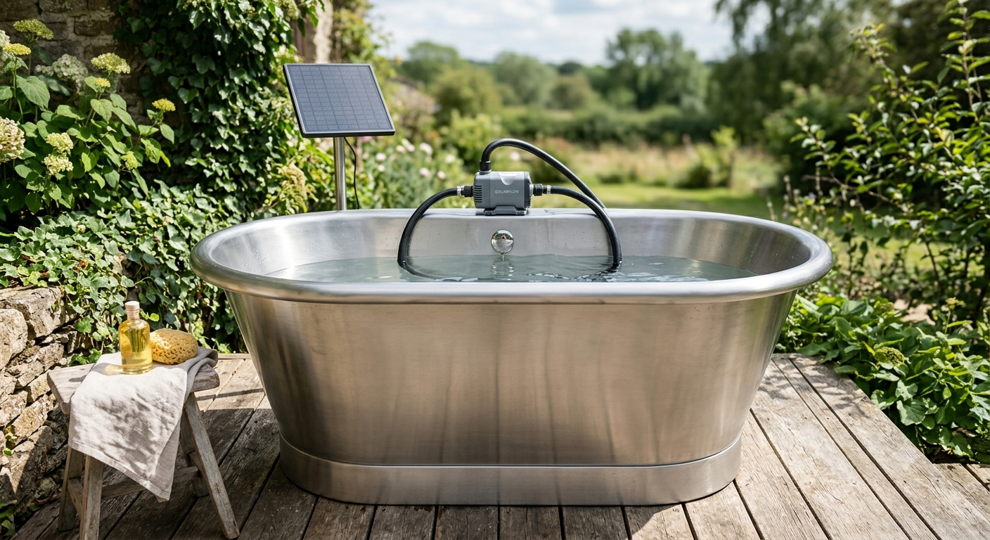 Stainless Steel Bathtub with Solar Circulation Pump