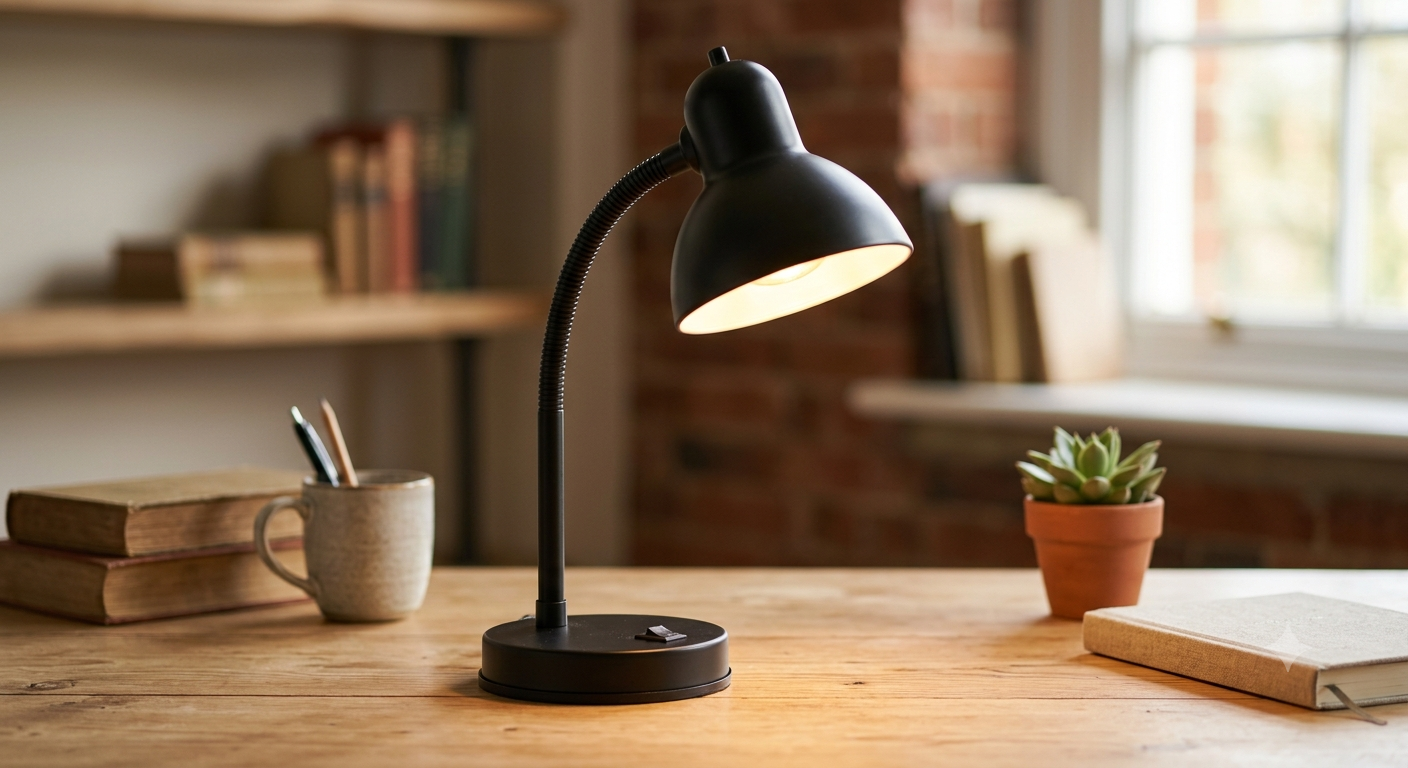 35w 'Classic' Flexi Desk Lamp with Versatile Flexible Neck - Integral On/Off Switch - Approx