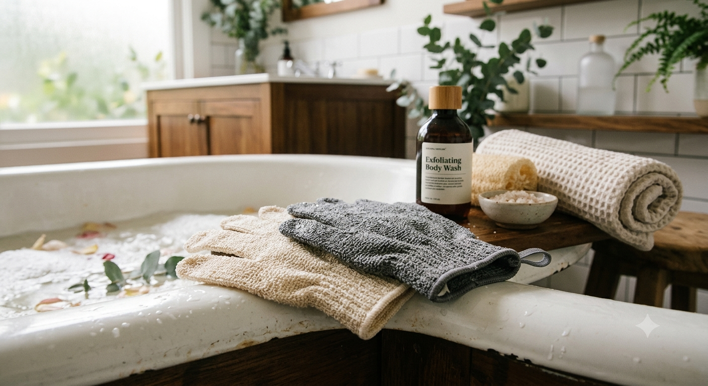 Exfoliating Gloves Body Scrubber for Deep Cleansing and Smooth Skin