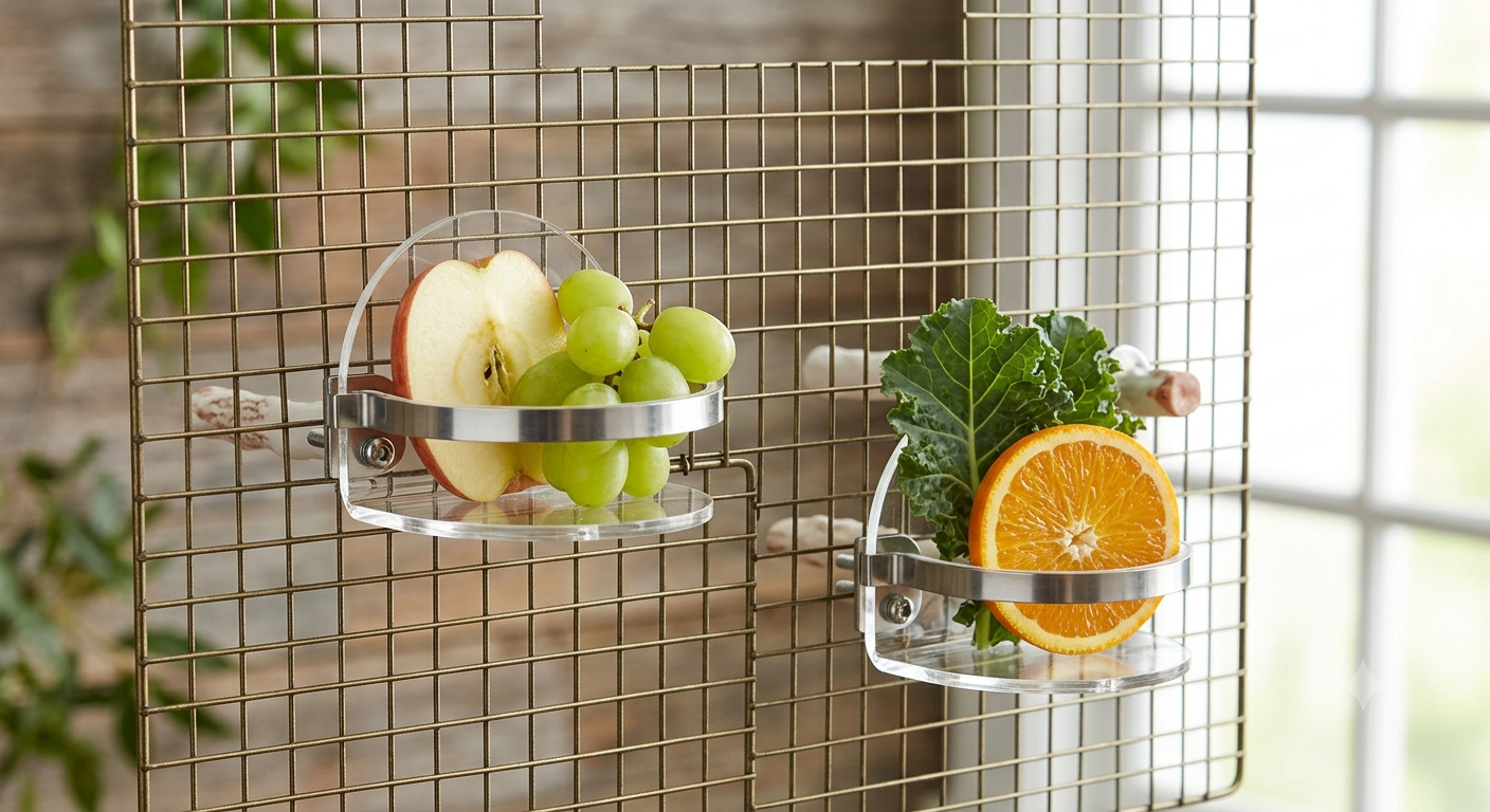 2 Pcs Bird Cage Feeder for Vegetable & Fruit