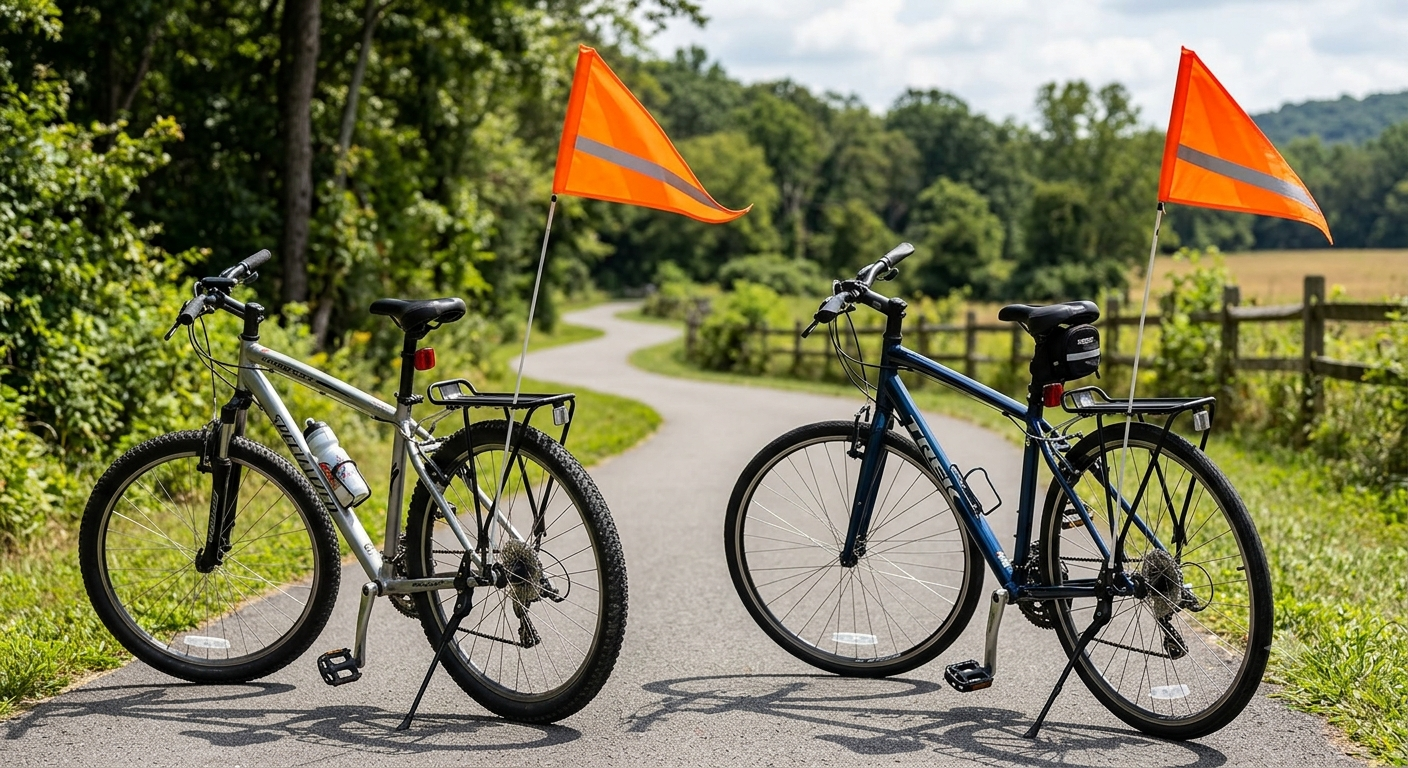 2 Pcs Bike Flag with Pole