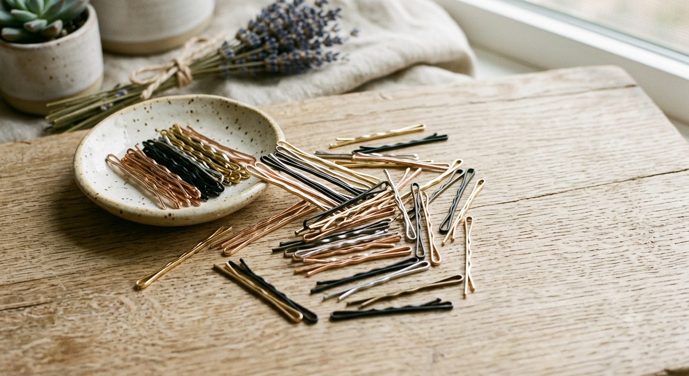 Set of 50 mini wavy metal hairpins