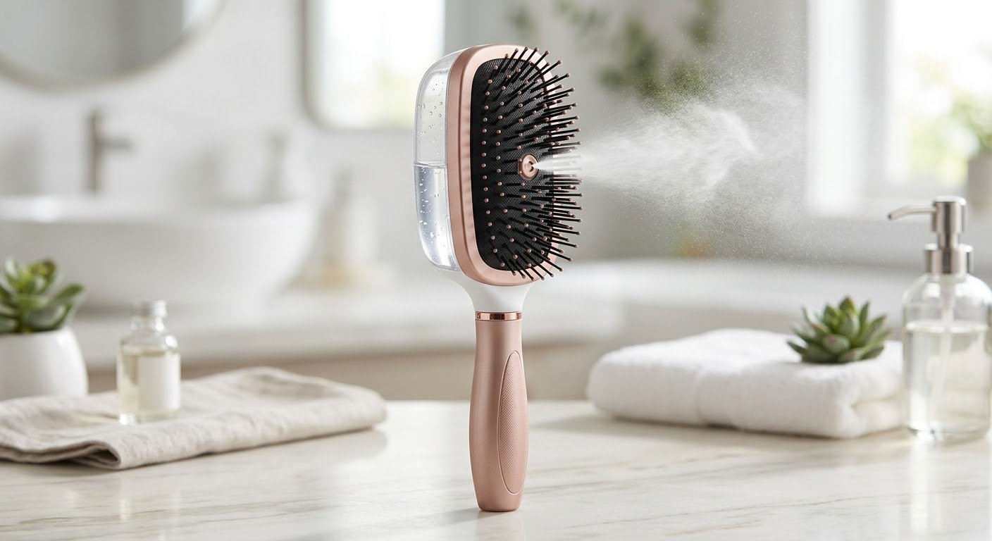 2-in-1 Hair Brush with Water Spray Mister