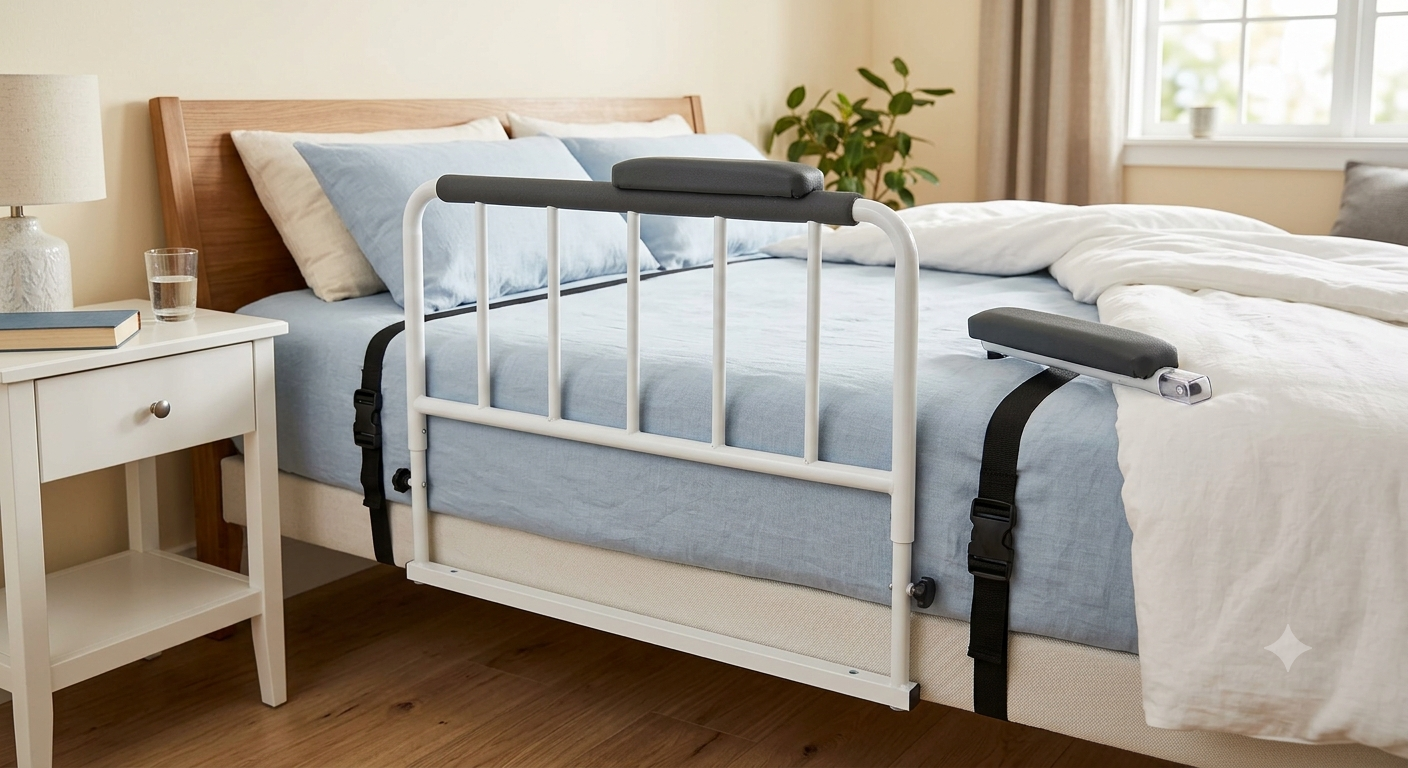 Elderly Bed Rail with Removable Armrests - Elderly Bed Rail with Fixing Straps