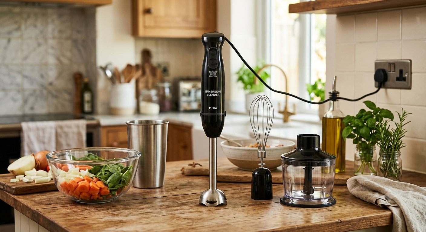 Immersion Blender Handheld 1100W 3 in 1 Corded Stick Hand Blenders for Kitchen with Trigger Speed Control