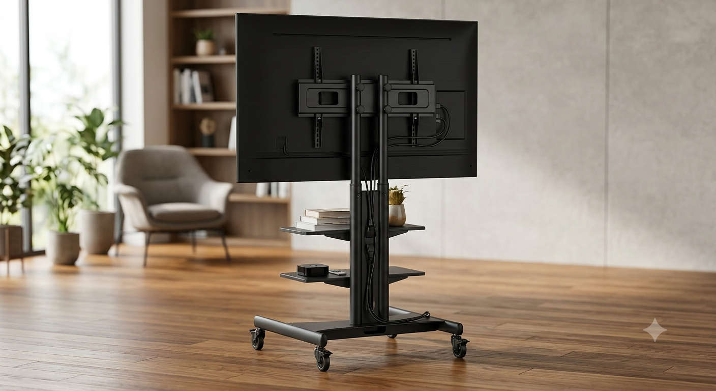 Mobile TV Cart Rolling TV Stand