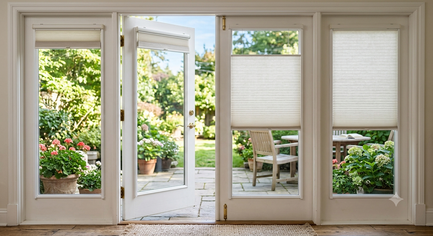 No Drill Cellular Shades for French Doors