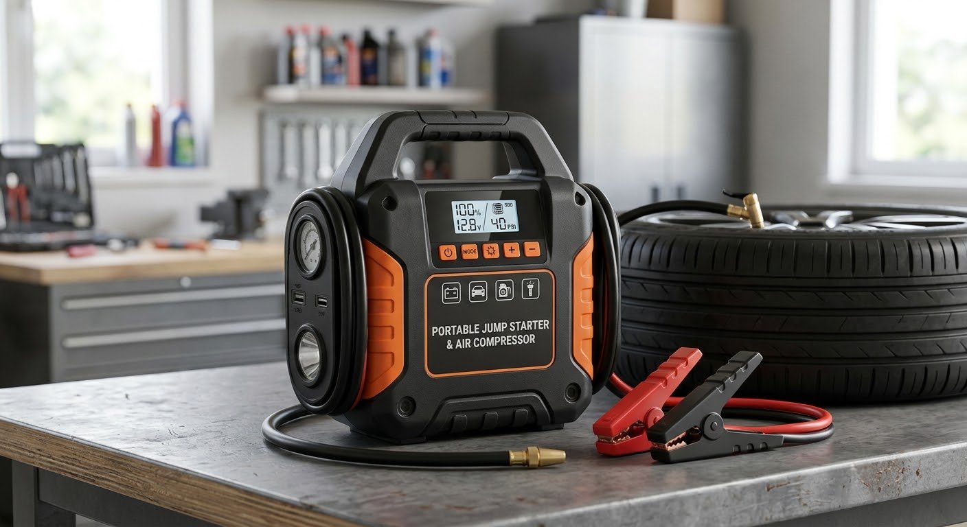 Portable Jump Starter with Air Compressor