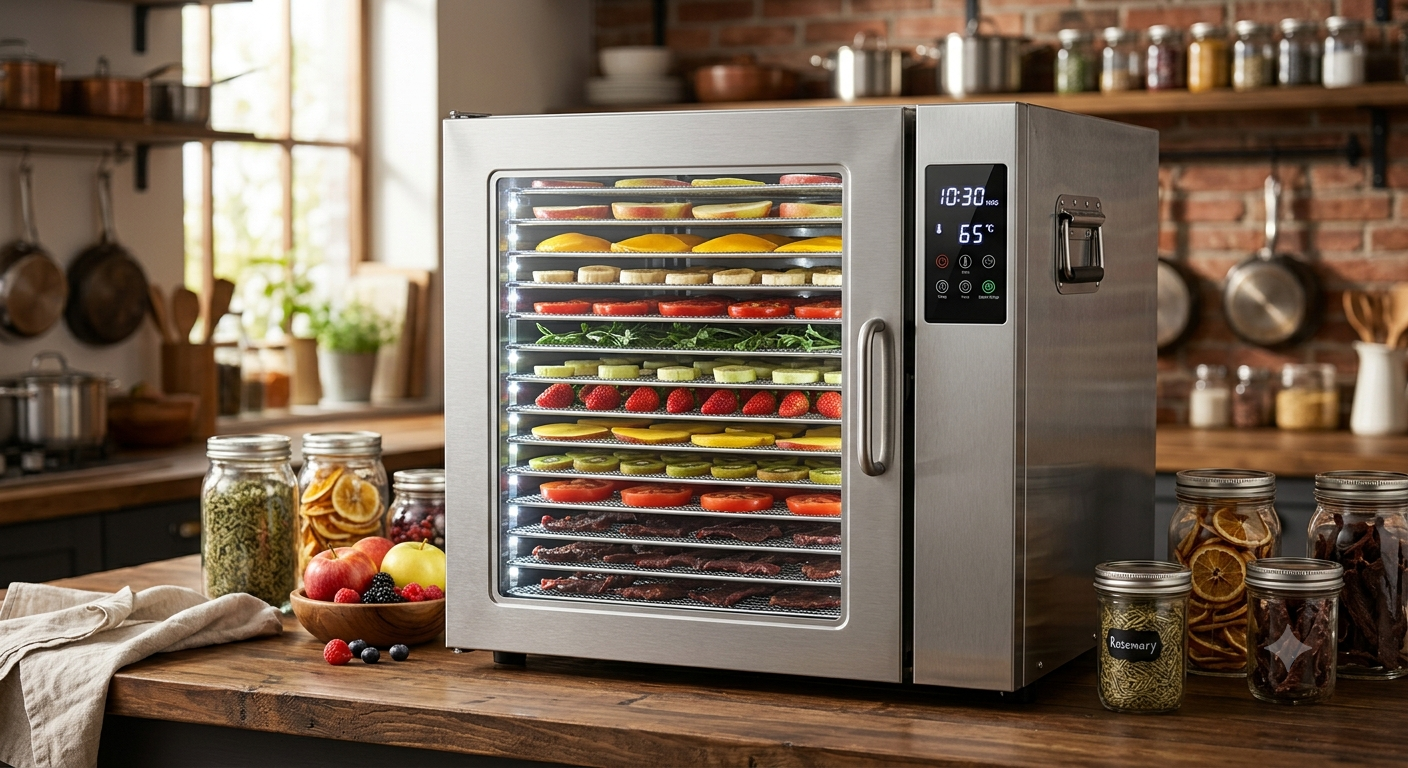 Food Dehydrator Machine 1000W 18 Trays Stainless Steel Commercial Food Dehydrated Dryer with 24H Timer Touch-Control LED Display