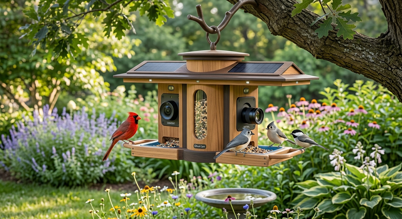 Dual-Lens Bird Feeder with Camera
