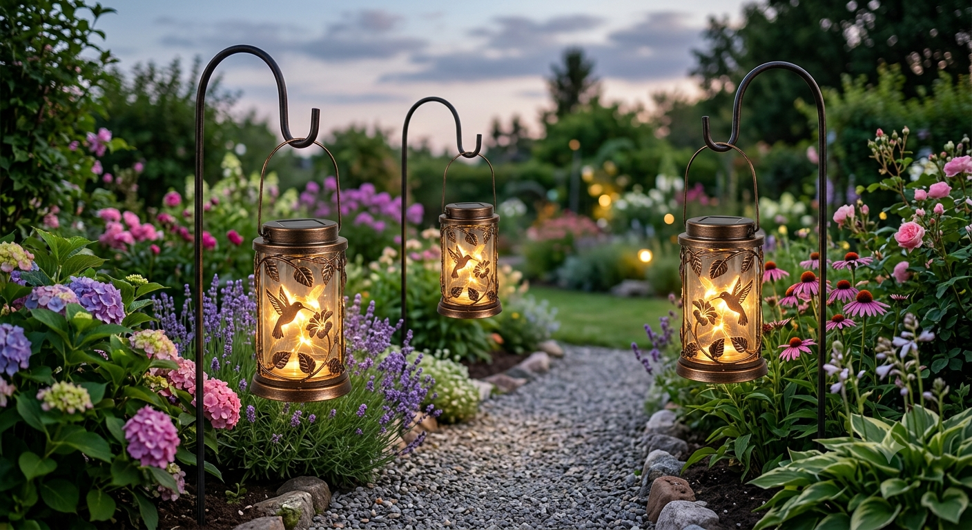Solar Lanterns Outdoor Waterproof Hummingbird Garden Decor