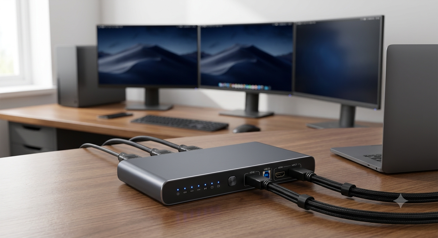 HDMI KVM Switch 3 Monitors 2 Computers