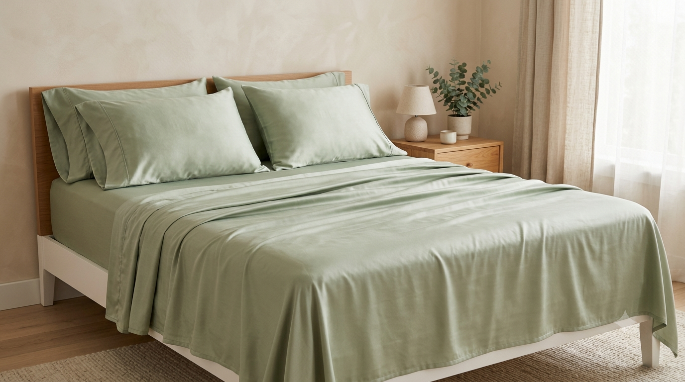 180 x 200cm Bedding Sheet Set 100% Viscose Derived from Bamboo – Pillowcases & Flat Sheet