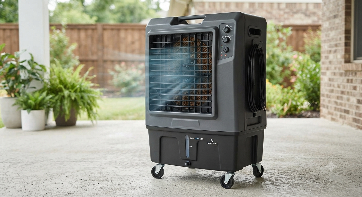 2500CFM Swamp Cooler, Evaporative Air Cooler with 8 Gallon Water Tank
