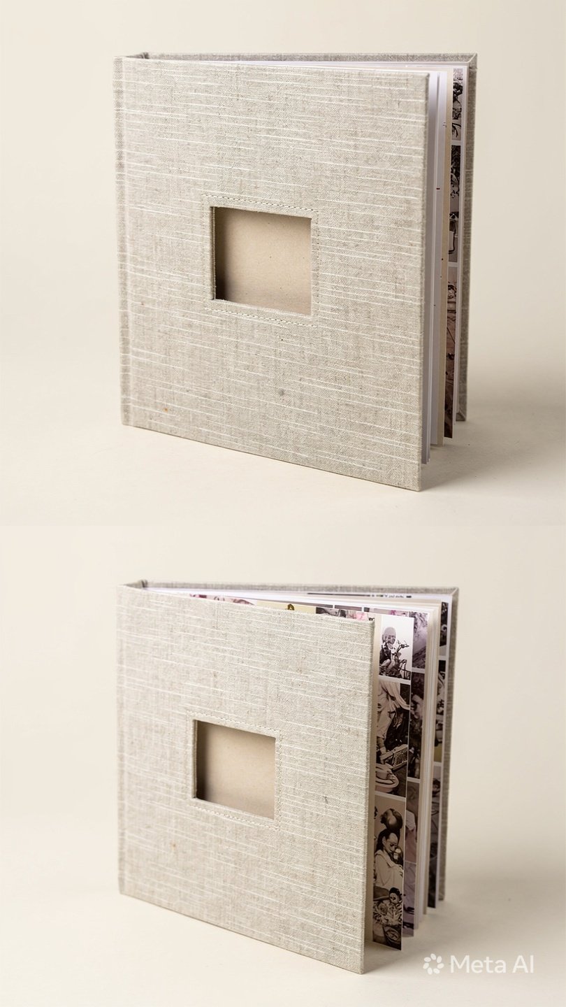 Scrapbook Photo Album Linen Cover with DIY Window