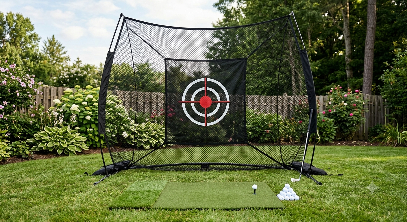Golf Net: 10x7FT Practice Net with Mat