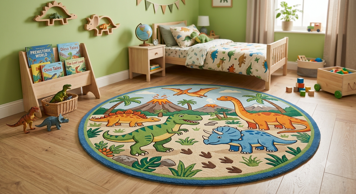 Dinosaur Area Rug for Kids Room