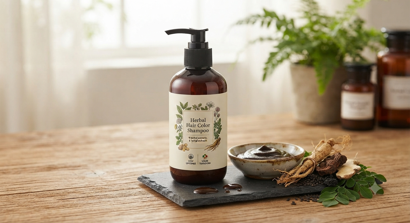 Hair Color Shampoo for Gray Hair Coverage&Color Transform with 9 Herbal Extracts –Long Lasting