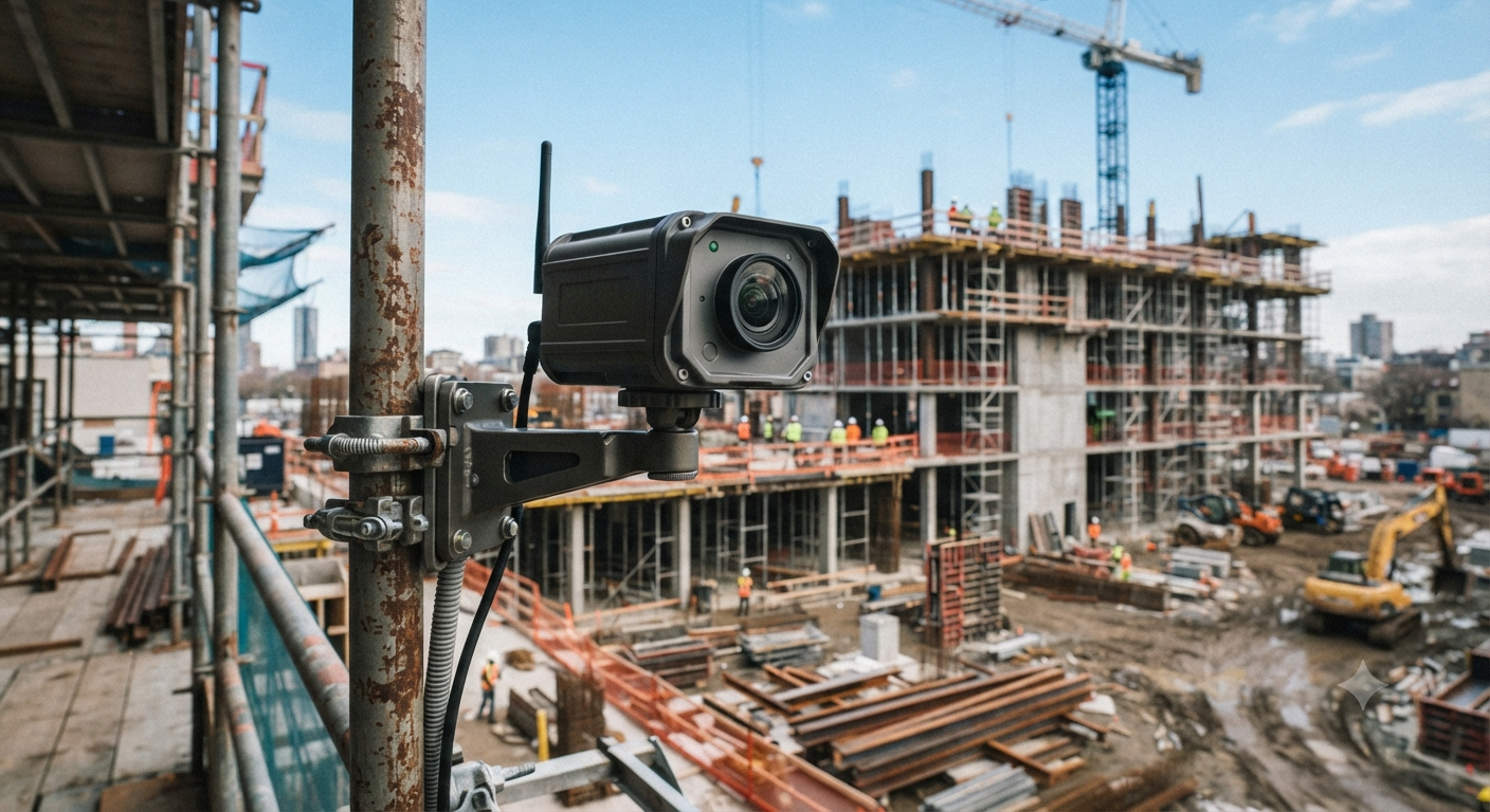 Time-lapse camera for exterior construction