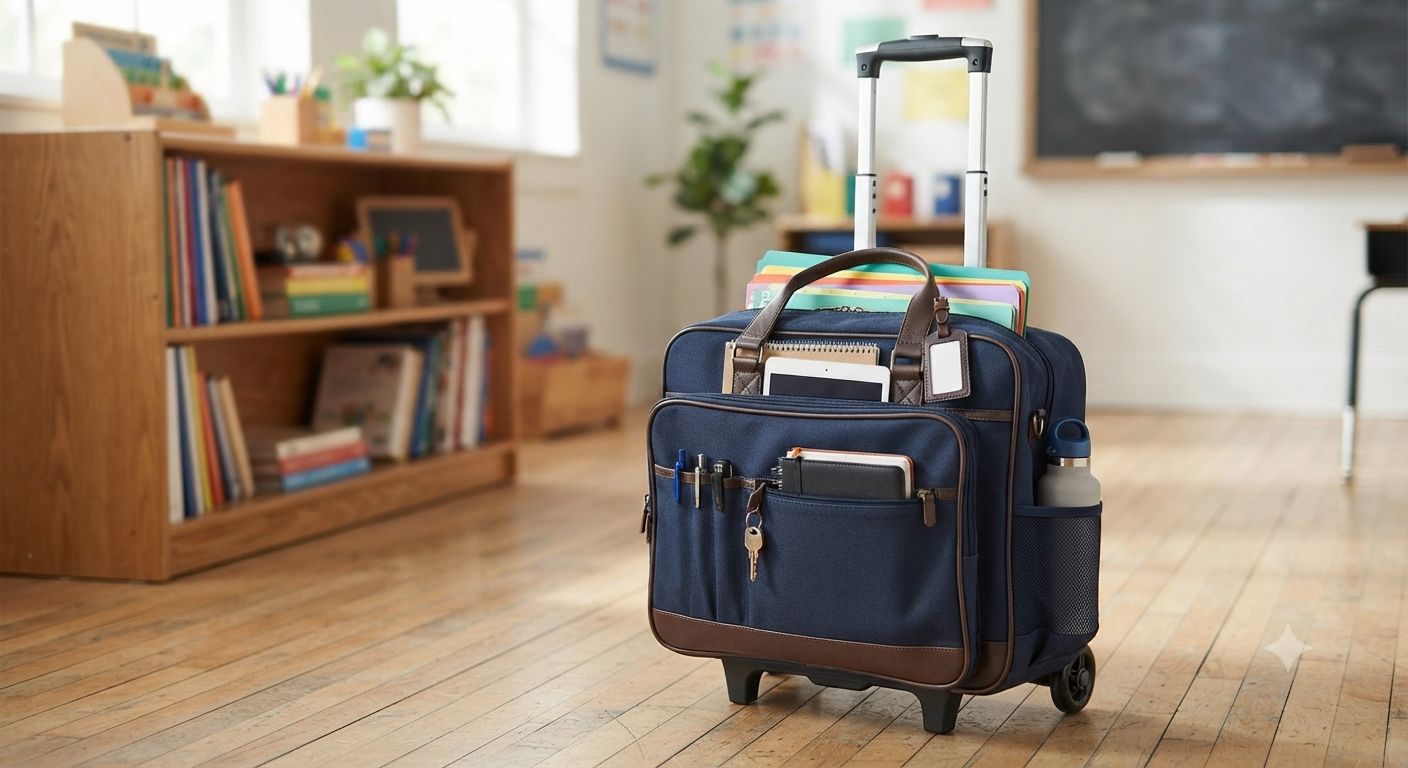 Rolling Teacher Bag with Wheels