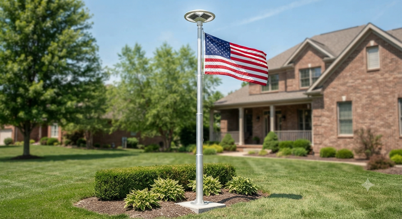 Gauge 25FT Heavy Duty Flag Pole with Solar Light