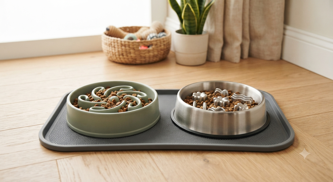 Slow Feeder Dog Bowls with Non-Slip Mat