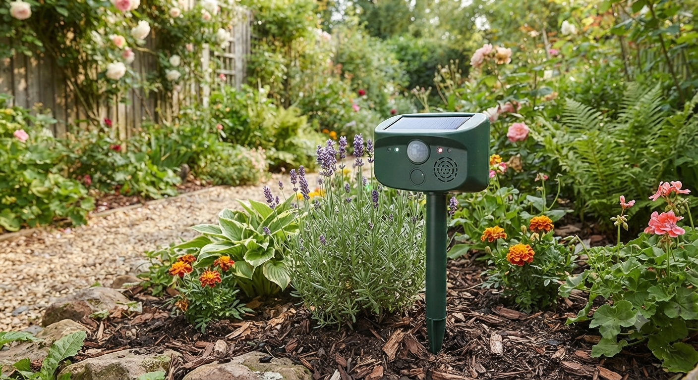 Cat Repellent Garden, Solar Powered Ultrasonic Fox Deterrent for Gardens