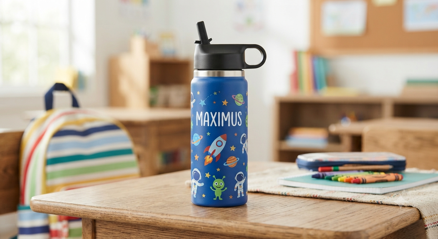 Personalized Kids Water Bottle with Name, Insulated Back to School Cup