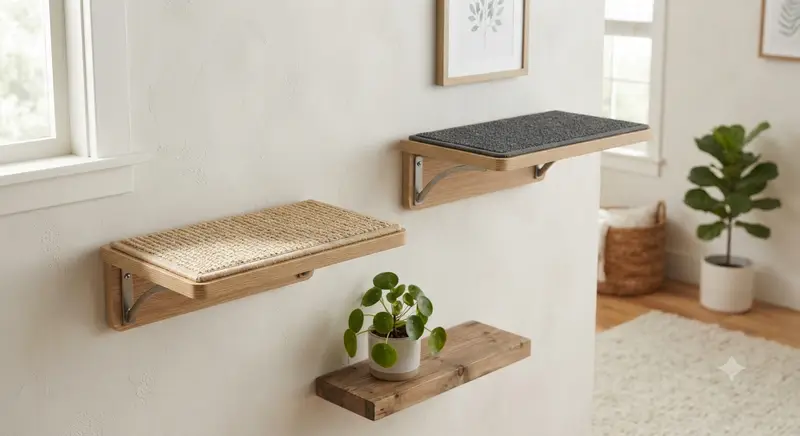 2PCS Cat Wall Shelves with Scratching Mat