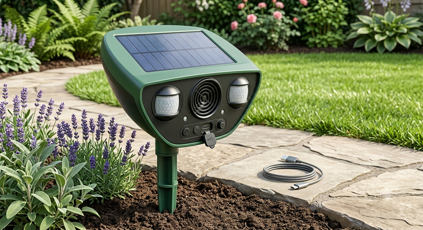 Solar Ultrasonic Animal Repeller, Solar USB Dual Powered Harmless
