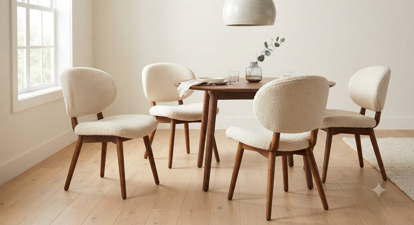 COLAMY Mid-Century Modern Sherpa Dining Chairs